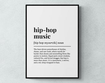 Stampa con definizione di musica hip-hop, divertente decorazione murale a tema musicale, regalo rap / Download digitale stampabile