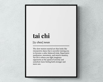 Tai Chi Definition Print, Funny Zen Wall Art, Meditation Gift | Printable Digital Download