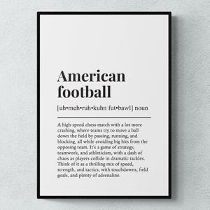 American Football Funny Definition Sport Gift Wall Art Print | Printable Digital Download