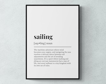Sailing Definition Print, Funny Sport Wall Art, Boat Gift | Printable Digital Download