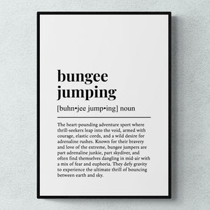 Bungee Jumping Funny Definition Hobby Gift Wall Art Print | Printable Digital Download