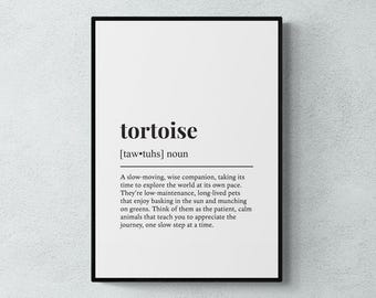 Schildpaddefinitieprint, grappige reptielkunst aan de muur, huisdiercadeau | Afdrukbare digitale download