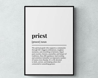 Priest Definition Print, Funny Church Wall Art, Religious Gift