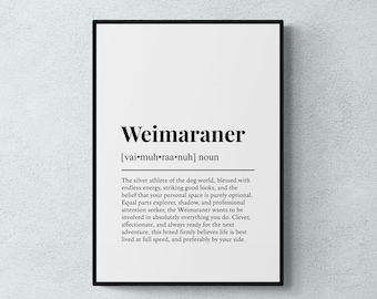 Définition du Braque de Weimar - Affiche humoristique, Cadeau pour amoureux du Braque de Weimar | Téléchargement numérique à imprimer