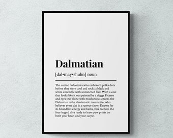Lámina con la definición de dálmata, divertido dibujo de perro para la pared, regalo para amantes de los dálmatas / Descarga digital imprimible