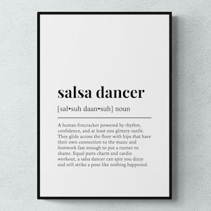 Salsa Dancer Definition Print, Funny Salsa Dance Wall Art, Dancing Gift | Printable Digital Download