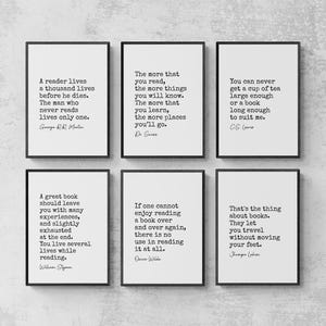 Reading Quote Typewriter Prints, Bookworm Quote Prints, Reading Lover Gift Set of 6 Prints | Printable Digital Download