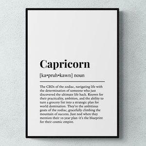 Capricorn Zodiac Sign Funny Definition Astrology  Gift Wall Art Print | Printable Digital Download