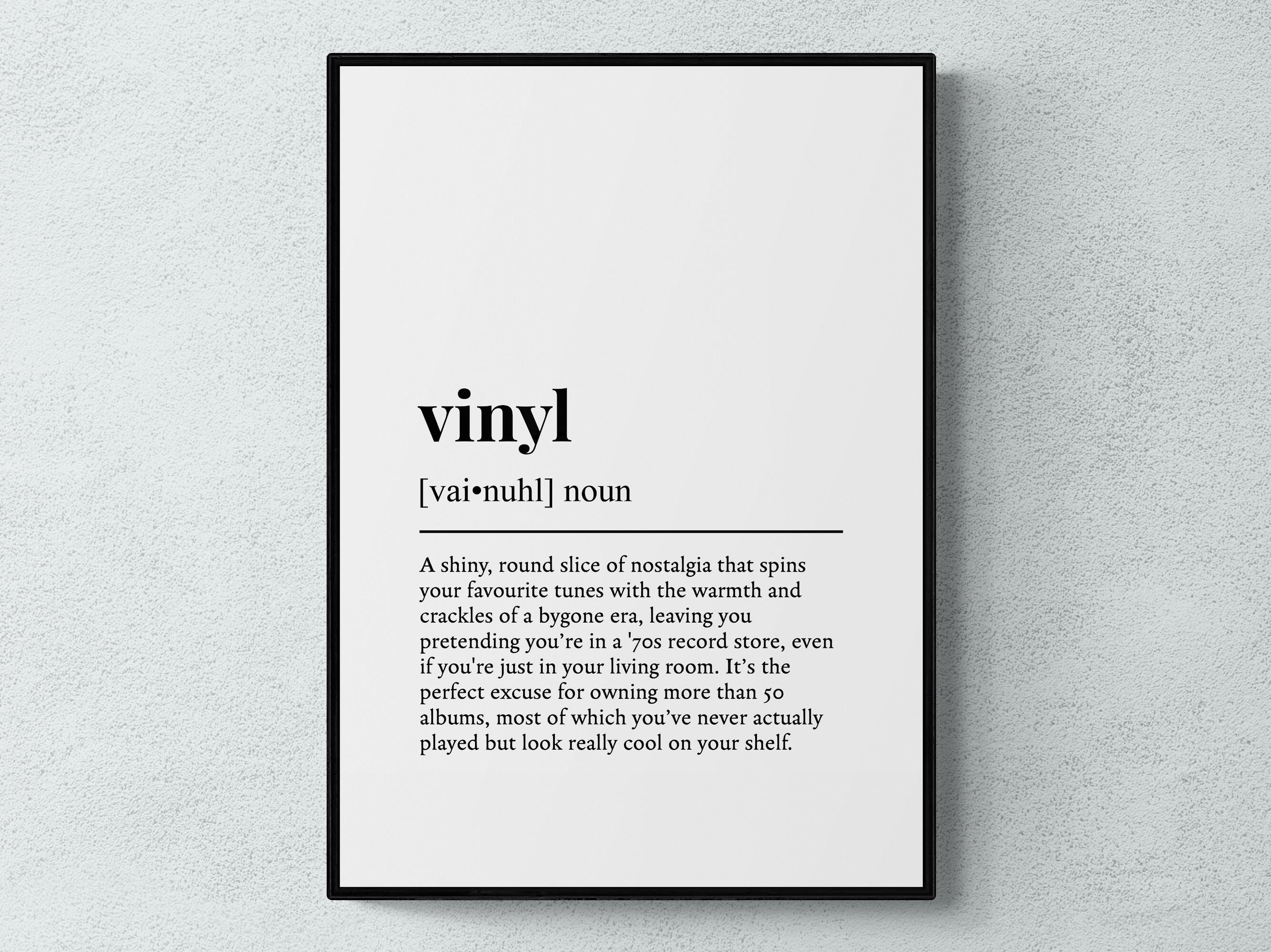 Vinyl Definition Print, Funny Retro Wall Art, Record Player Gift 