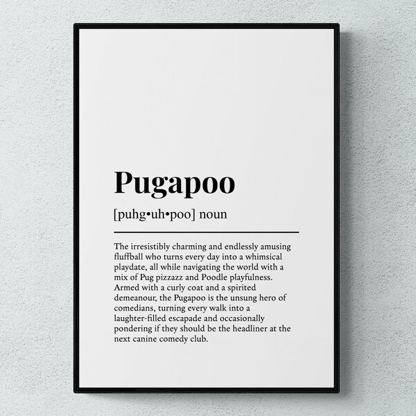 Pugapoo Funny Definition Dog Wall Art Print | Printable Digital Download