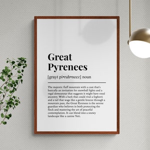 Great Pyrenees Definition Print, Funny Pet Wall Art, Dog Gift | Printable Digital Download image 2