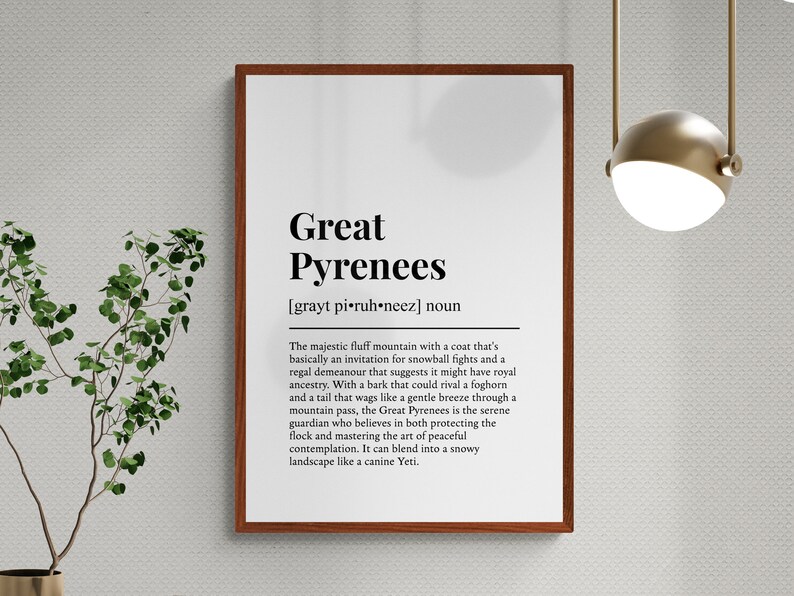 Great Pyrenees Definition Print, Funny Pet Wall Art, Dog Gift | Printable Digital Download image 2