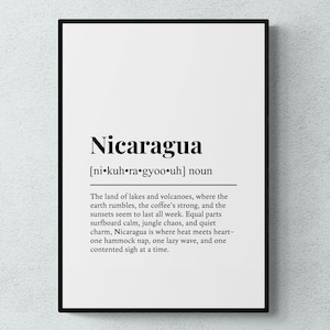 Nicaragua Funny Definition Central America Gift Wall Art Print
