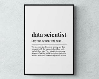 Data Scientist Definition Print, Funny Data Science Wall Art, Lab Decor, Tech Gift | Printable Digital Download