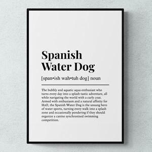 Spanischer Wasserhund Lustig Definition Hundewand Kunst | Druckbare digitale Datei