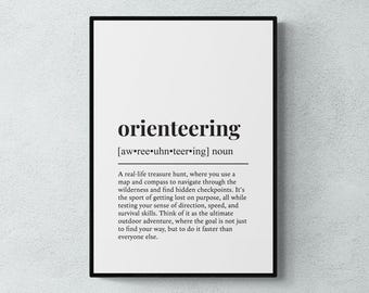 Orienteering Definition Print, Funny Compass Wall Art, Orienteer Gift | Printable Digital Download