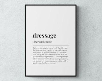 Dressage Definition Print, Funny Equestrian Wall Art, Horse Riding Gift | Printable Digital Download