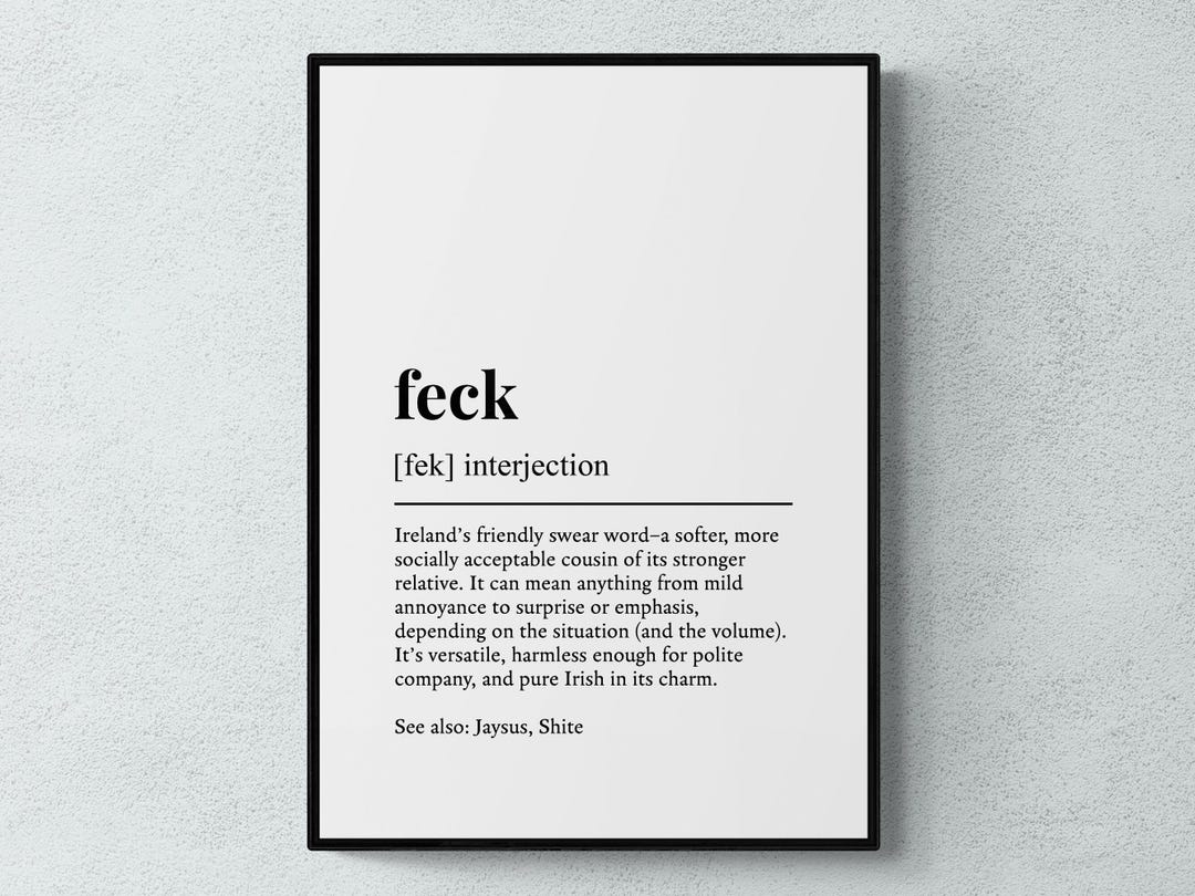 Feck Definition Print, Irish Word Wall Art, Gaelic Gift | Printable ...