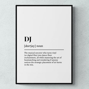 DJ Funny Definition Job Work Gift Wall Art Print | Printable Digital Download