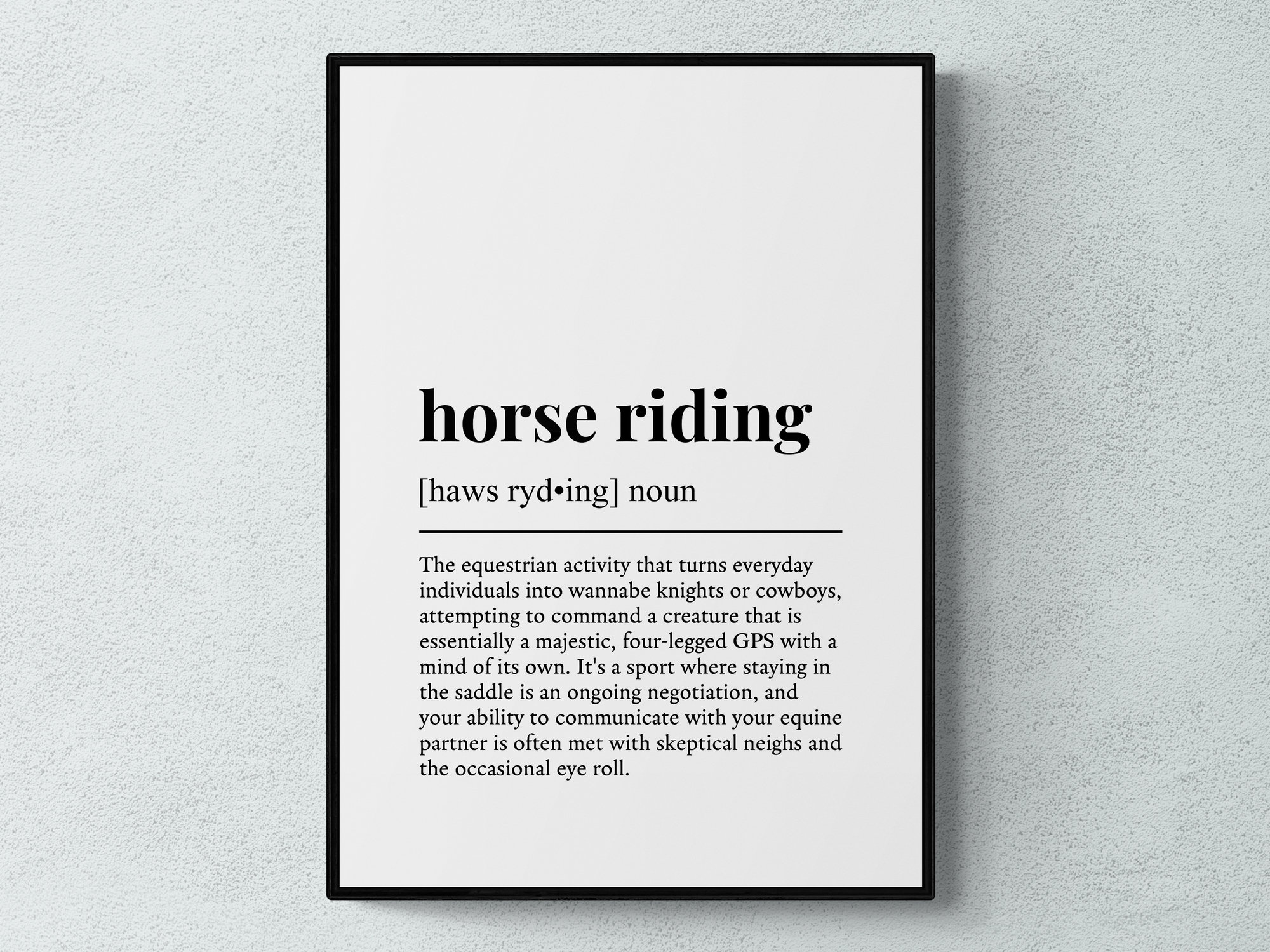 Horse Riding Funny Definition Hobby Gift Wall Art Print - Etsy, image size:2000x1499