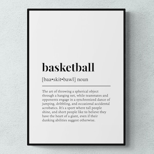 Basketball Definition Print, Funny Sport Wall Art, Basketball Player Gift
