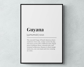 Guyana Definition Print, Funny South America Wall Art, Southern Home Decor, Travel Gift | Printable Digital Download