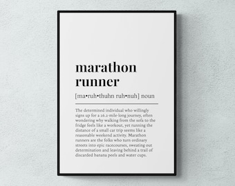 Marathon Runner Funny Definition Hobby Gift Wall Art Print | Printable Digital Download