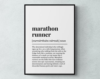 Marathon Runner Definition Print, Funny Running Wall Art, Runner Gift | Printable Digital Download