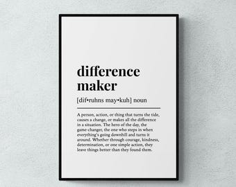 Lámina con la definición de "Marcador de Diferencia", Arte mural inspirador, Regalo de agradecimiento / Descarga digital imprimible