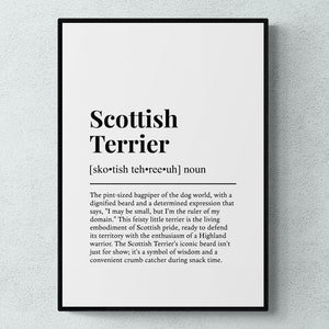 Scottish Terrier Funny Definition Dog Wall Art Print