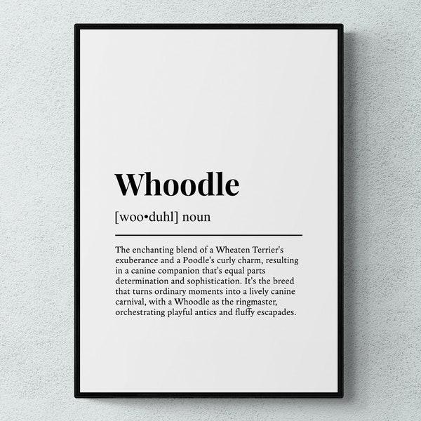 Whoodle Funny Definition Dog Wall Art Print | Printable Digital Download