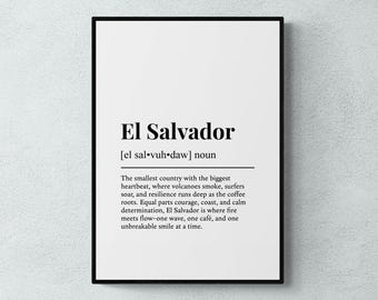 El Salvador Definition Print, Funny Central America Wall Art, Salvadoran Travel Gift | Printable Digital Download