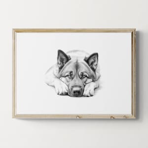 Akita Print, Cute Dog Vintage Print, Dog Sketch, Farmhouse Decor, Akita Gifts | Printable Digital Download