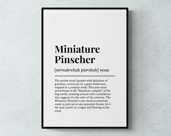 Miniature Pinscher Definition Print, Funny Pet Wall Art, Dog Gift | Printable Digital Download