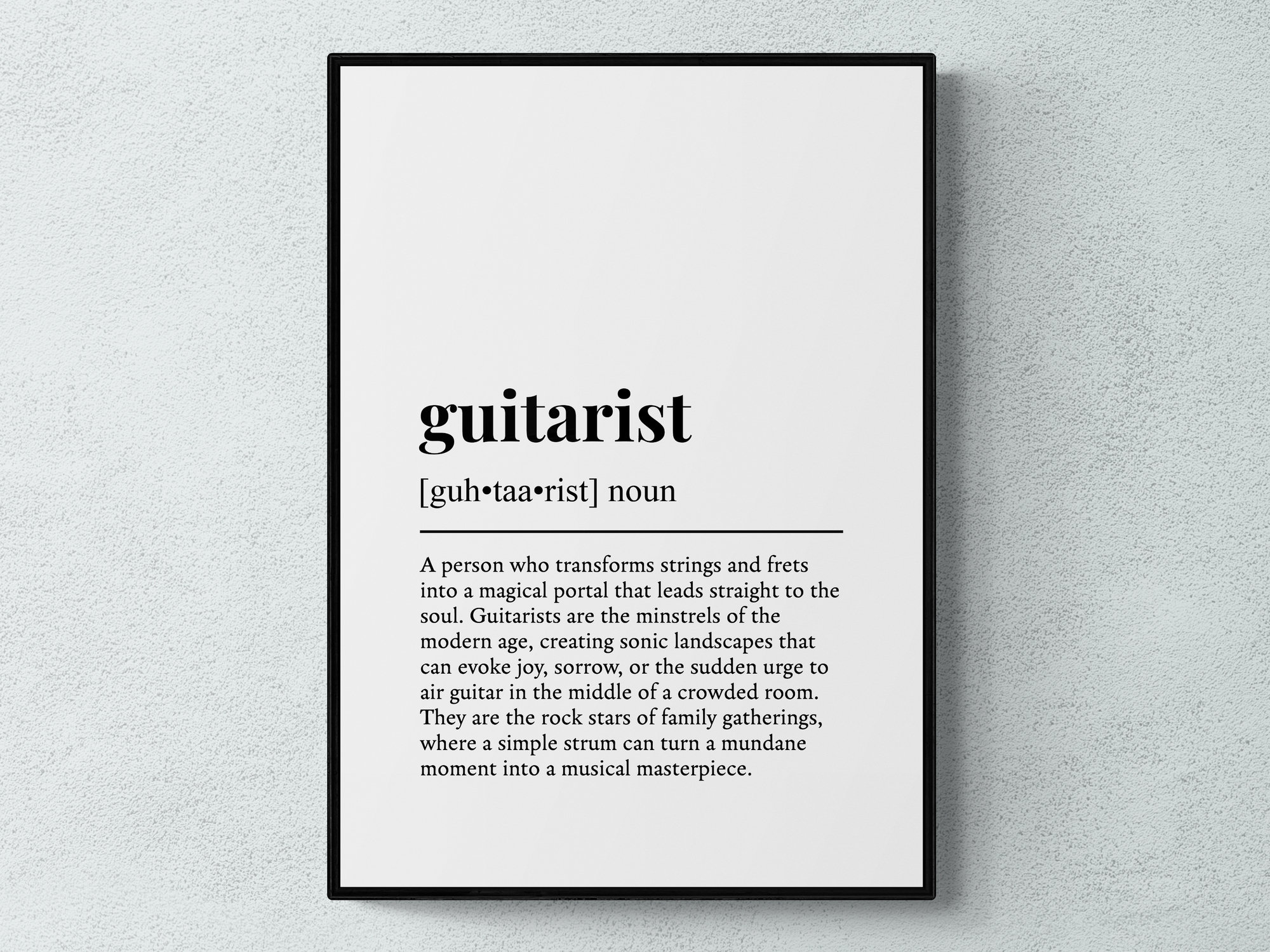 Guitarist Funny Definition Hobby Gift Wall Art Print | Printable Digital Download