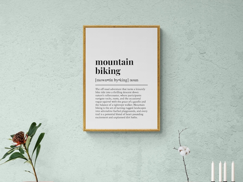 Lámina con la definición de ciclismo de montaña, divertida lámina decorativa para pared sobre ciclismo, regalo para ciclistas de montaña / descarga digital imprimible imagen 3