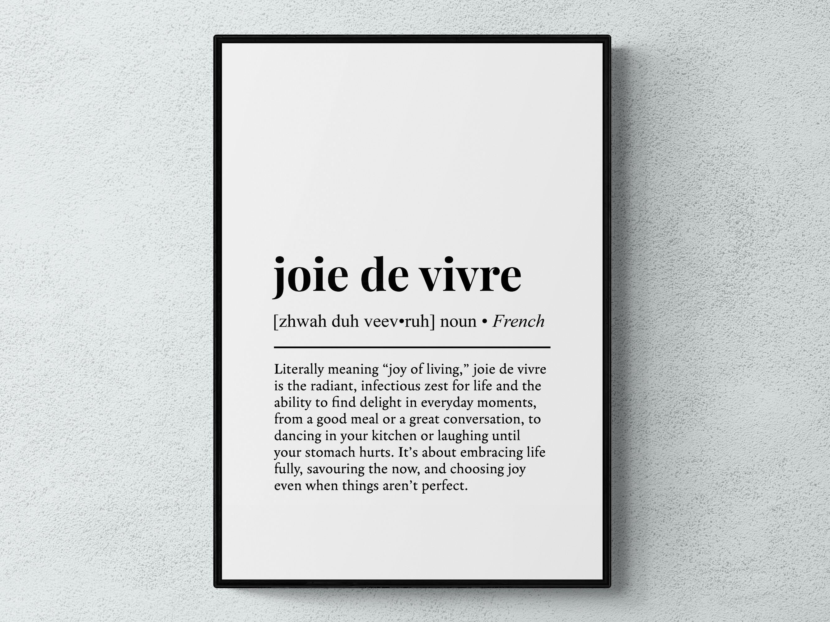 Joie De Vivre Definition Print, French Word Wall Art, Parisian