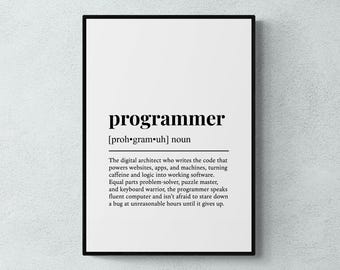 Programmer Funny Definition Job Work Gift Wall Art Print | Printable Digital Download