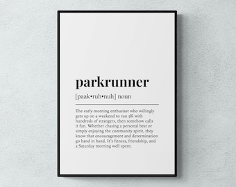 Parkrunner Definition Print, Funny Running Wall Art, Runner Gift