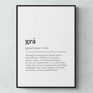 Gra Definition Print, Irish Word Wall Art, Love Gift image 1