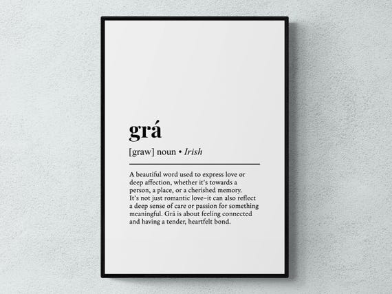 Gra Definition Print, Irish Word Wall Art, Love Gift