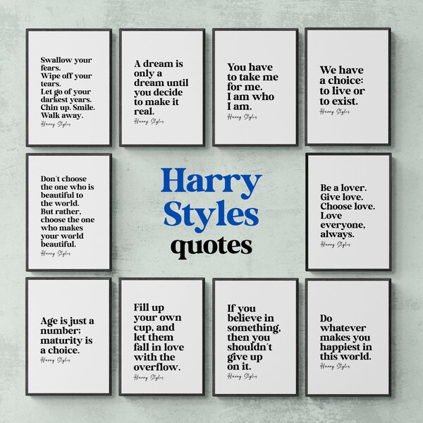 Harry Styles Set of 10 Quotes, Wall Art Gift | Printable Digital Download