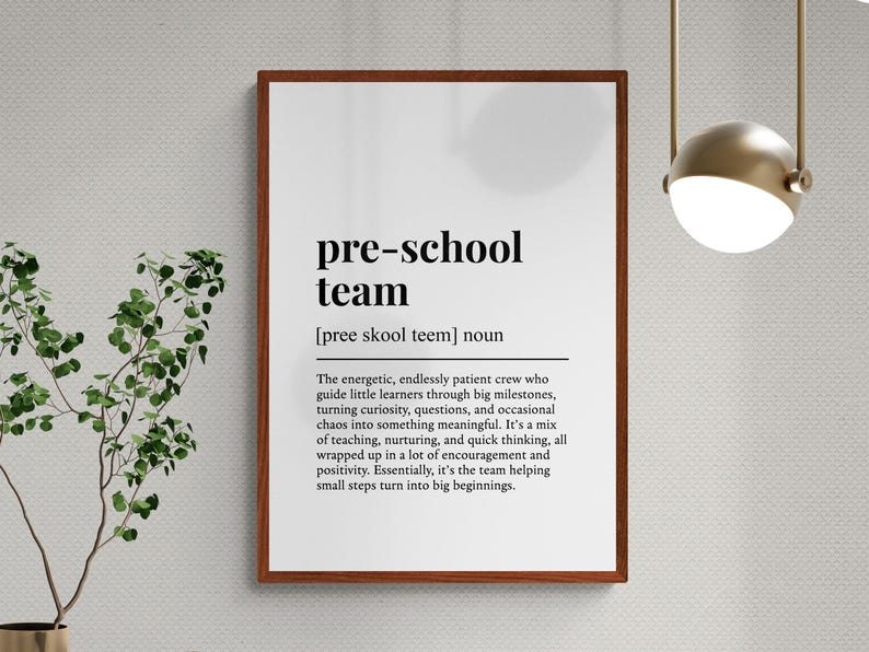 Pre-school Team Definition Print, Funny Childcare Wall Art, Early Years ...