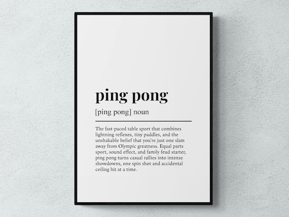 Ping Pong Definition Print, Funny Sport Wall Art, Table Tennis Gift | Printable Digital Download