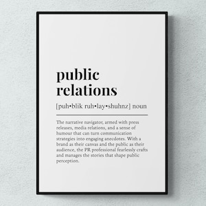 Public Relations Funny Definition Job Work Gift Wall Art Print | Printable Digital Download