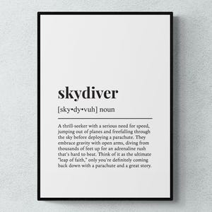 Skydiver grappige definitie hobby cadeau muurkunst print | Afdrukbare digitale download