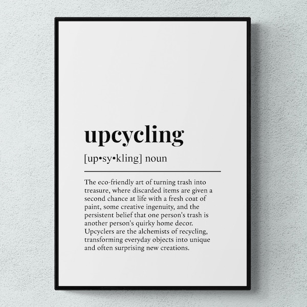 Upcycling Funny Definition Hobby Gift Wall Art Print | Printable Digital Download