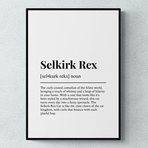 Selkirk Rex Cat Funny Definition Wall Art Print | Printable Digital Download