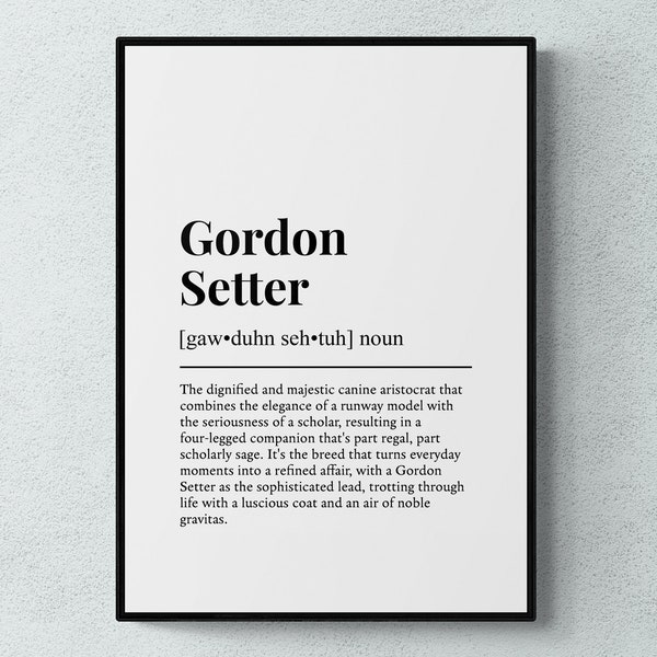 Gordon Setter Funny Definition Dog Wall Art Print | Printable Digital Download