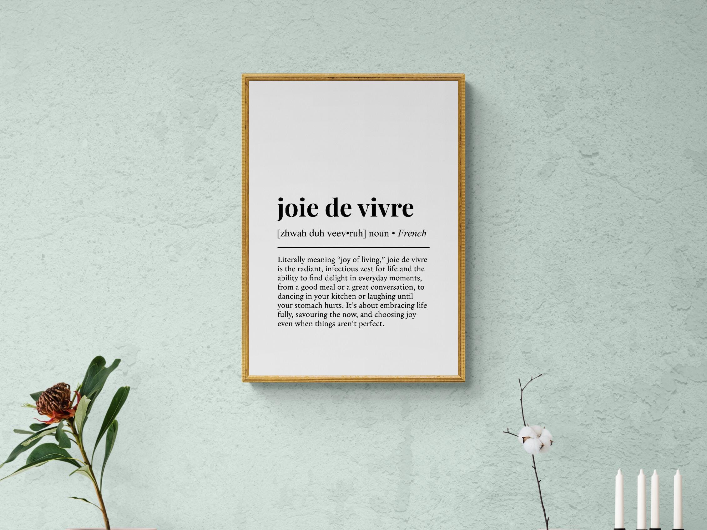 Joie De Vivre Definition Print, French Word Wall Art, Parisian